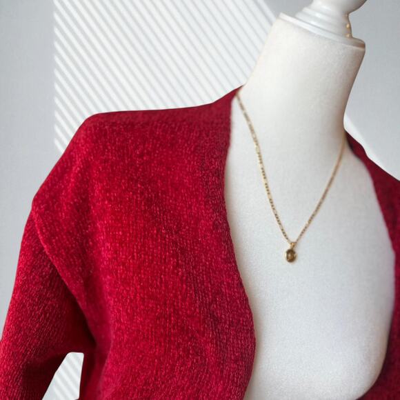 90s style red open cardigan - Picture 2 of 3